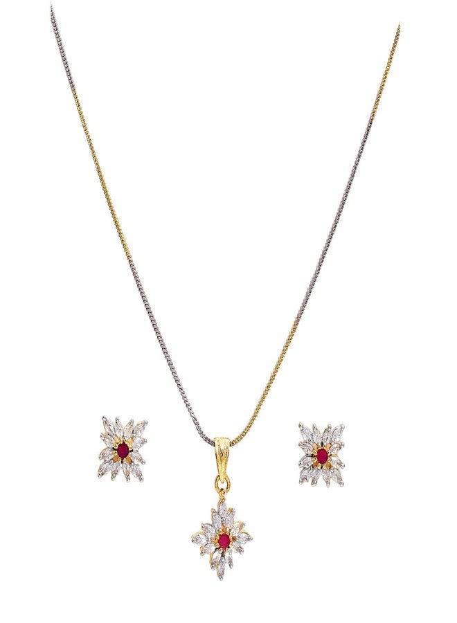 KENNICE Gold-Plated Cubic Zirconia Necklace with Earrings, Bracelet and Ring Jewellery Set for Girls and Women - Image 4
