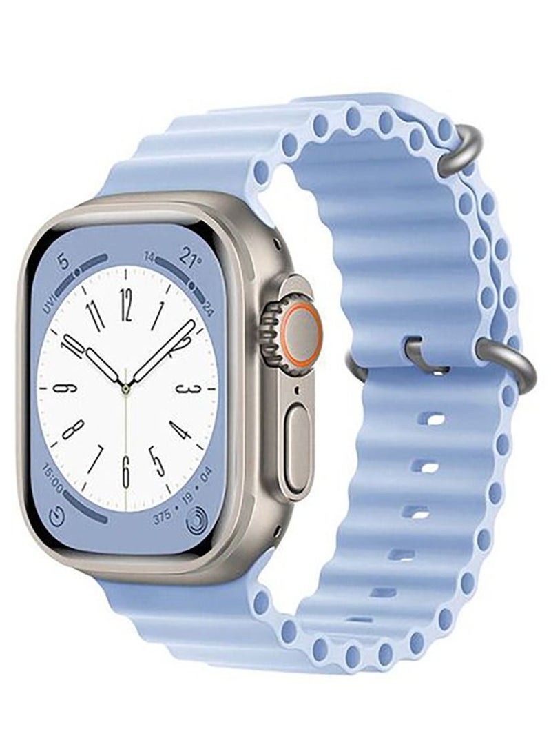 Generic strap Silicon Replacement Strap For Apple Watch Series 7 And Series 8 (45mm) And Apple Watch Ultra (49mm) - Blue Sky 