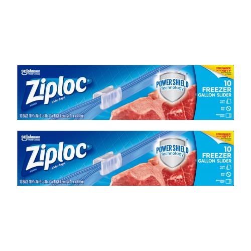 Ziploc Slider Freezer Bags - 1 gallons (10 Count (Pack of 2)),Clear - Image 1