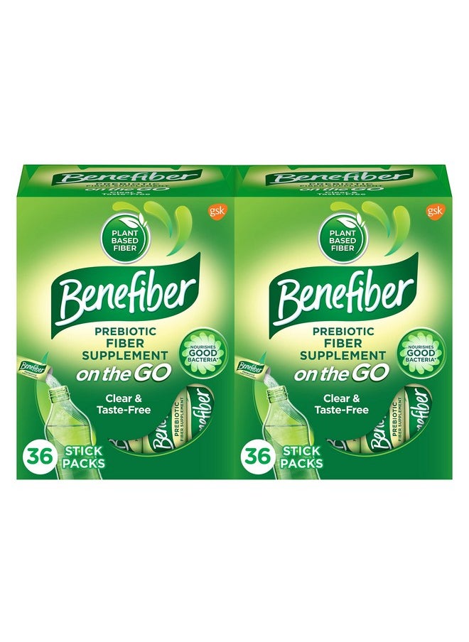 Benefiber - On The Go Prebiotic Fiber Supplement Powder For Digestive Health Daily Fiber Powder Unflavored Powder Stick Packs 36 Sticks (Pack Of 2) - Image 1