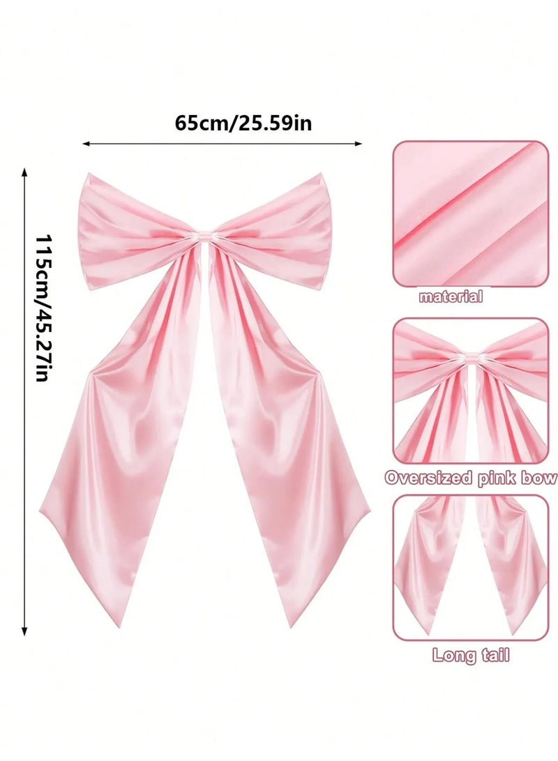 زينه اعياد ميلاد فيونكه باللون الوردي مصنوعه من الساتان بحجم كبير مناسبه لتزيين الطاولات، الكراسي، الخلفيات، الأقواس أو زوايا التصوير تضيف لمسه فاخره  لحفلات اعياد الميلاد ، استقبال المولود الجديد ، حفلات التخرج ، حفلات الخطوبه والحفلات ذات الطبع الخاص - Image 3