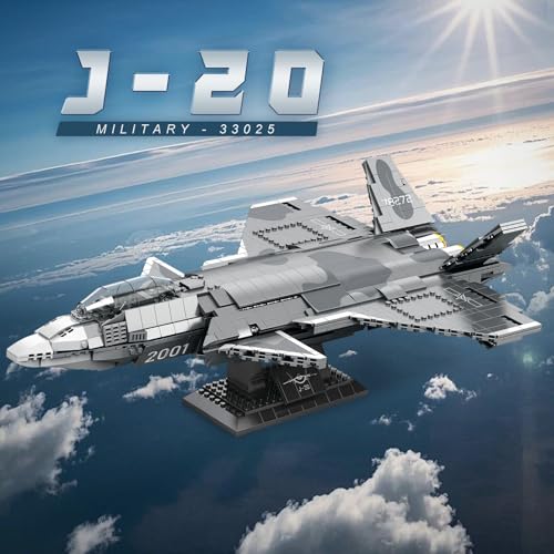 Reobrix Military Fighter Building Block Sets 33025 J20 Stealth Fighter Airplane Model Kit Technical Military Plane Model for Adult Aircraft Building Toys Cool Decor Ideal Gifts for Adults - Image 5