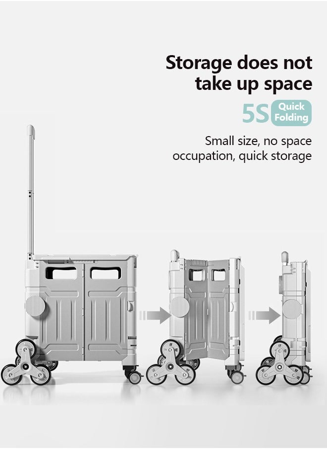 Generic 75L Folding Shopping Cart  with Stair Climbing Wheels,  Adjustable Height Stroller with Cover, Collapsible Rolling Cart  for Grocery Shopping, Moving, Luggage, Camping (Gray)  - Image 3