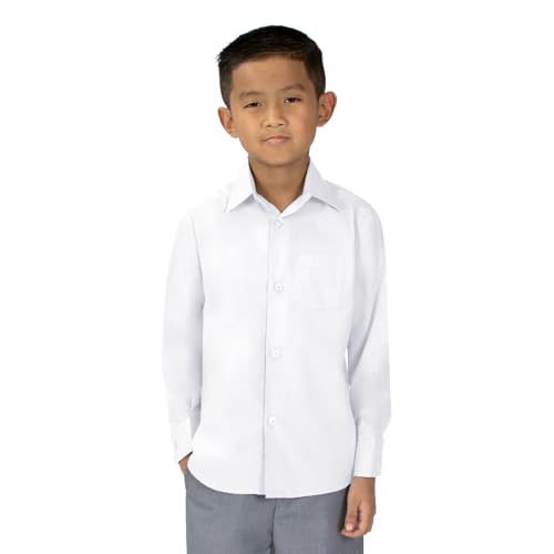 Spring Notion Big Boys' Long Sleeve Dress Shirt 14 White - Image 2
