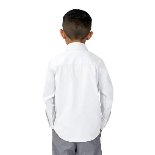 Spring Notion Big Boys' Long Sleeve Dress Shirt 14 White - Image 3