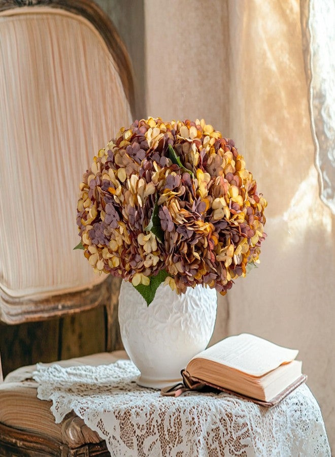 Bailikang 10PCS Fake Hydrangea Artificial Flowers Hydrangea Bouquet for Home Wedding Bridal Bouquet Office Party Table Centerpiece DIY Floral Decor (Autumn Orange) - Image 3