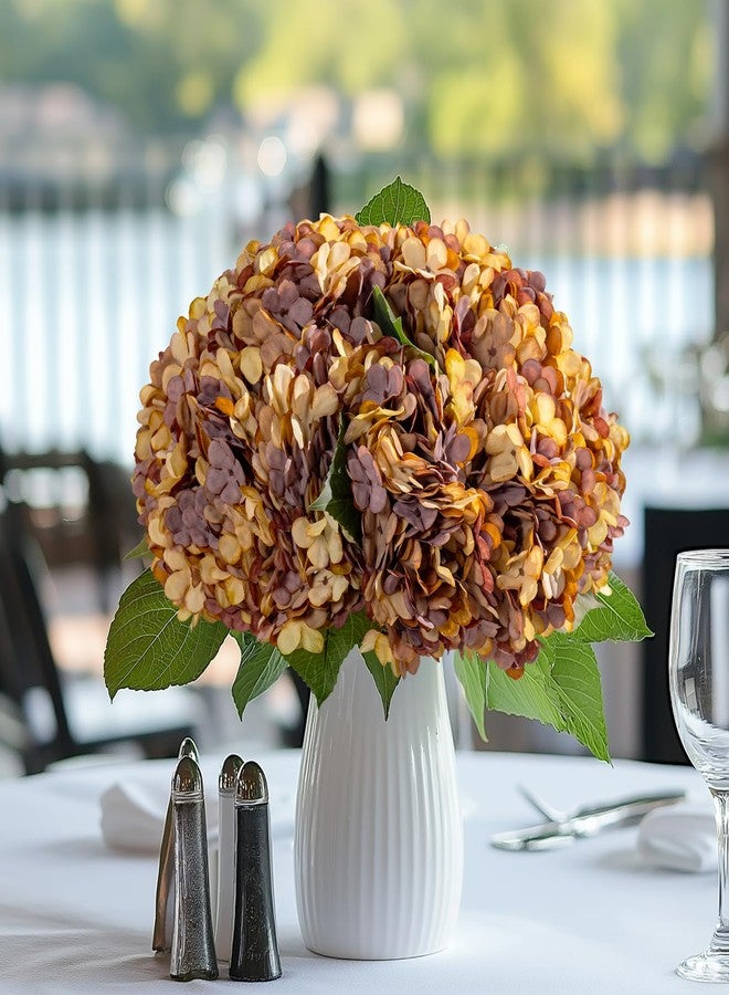 Bailikang 10PCS Fake Hydrangea Artificial Flowers Hydrangea Bouquet for Home Wedding Bridal Bouquet Office Party Table Centerpiece DIY Floral Decor (Autumn Orange) - Image 2