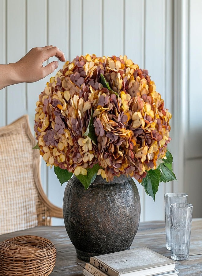Bailikang 10PCS Fake Hydrangea Artificial Flowers Hydrangea Bouquet for Home Wedding Bridal Bouquet Office Party Table Centerpiece DIY Floral Decor (Autumn Orange) - Image 4