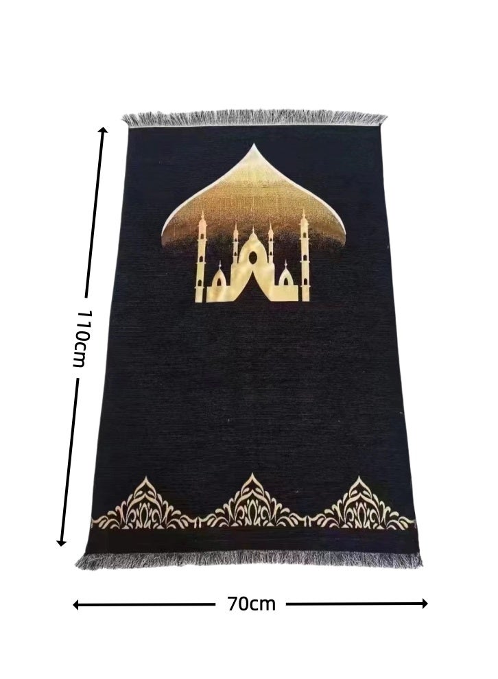Prayer Mat & Tasbih Set Janamaz Sajadah Ultra-Soft Taffeta Arabesque Prayer Mat Perfect Islamic Spiritual Gift for Eid al Adha, Hajj, Umrah, Wedding, Ideal for Home, Office, Travelling - Image 5