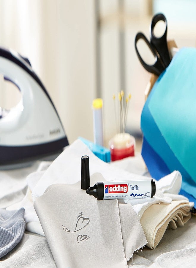 إدينغ قلم تحديد الأقمشة إيدينغ 4500 - أسود - قلم واحد - رأس دائري 2-3 مم - أقلام تحديد قماش دائمة للرسم على الأقمشة، مقاومة للغسل حتى 60 درجة مئوية - أقلام تحديد لكتابة الأحرف على القماش - Image 2