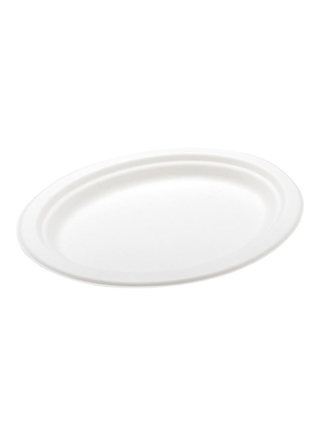 Restaurantware Pulp Tek 10.4 x 7.8 Inch Eco-Friendly Plates, 100 Medium Disposable Dinner Plates - Made From Sugarcane Fibers, Heavy-Duty, White Bagasse Premium Plates, Sturdy, Oval  - Image 1