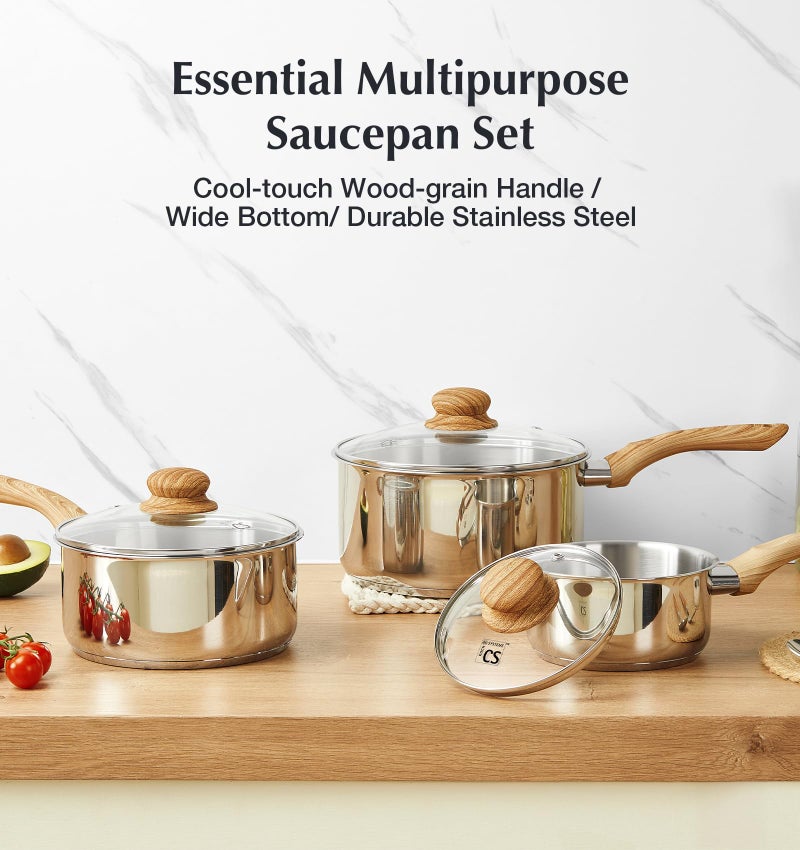 KOCH SYSTEME CS Stainless Steel Saucepan, 1 Quart Stainless Steel Pot with 5-Layer Stainless Base, Sauce Pan with Lid & Stay-Cool Handle, Small Pot 1 Quart, Induction Compatible - Image 5