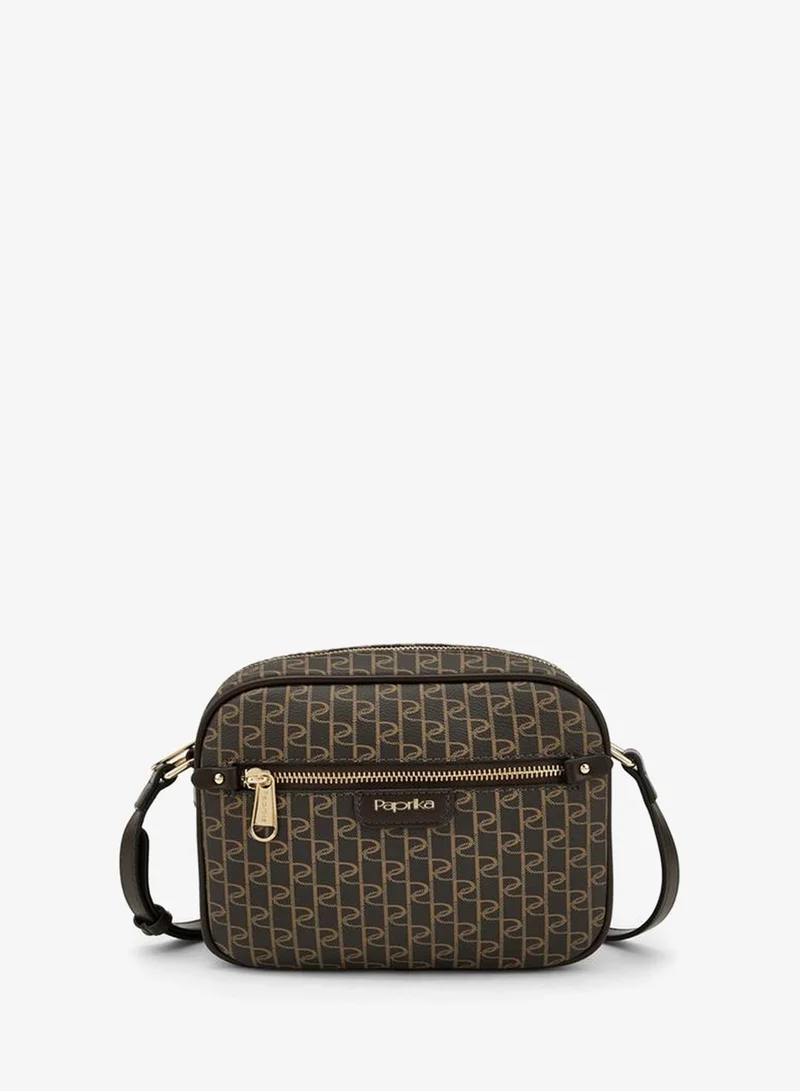 Paprika Monogram Crossbody Bag With Adjustable Strap