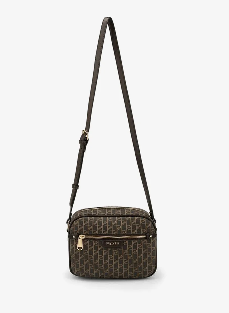 Paprika Monogram Crossbody Bag With Adjustable Strap
