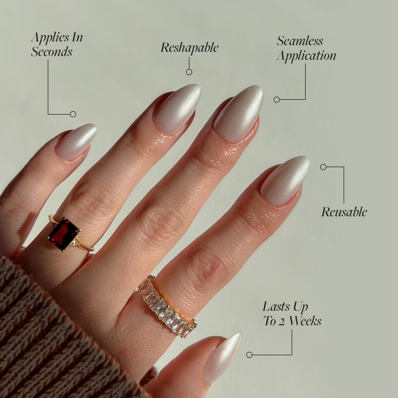 Glamnetic Press On Nails - Hailey | Glossy, Semi-Transparent, Short Almond Nails, Salon Quality | 15 Sizes - 30 Nail Kit with Glue - Image 3
