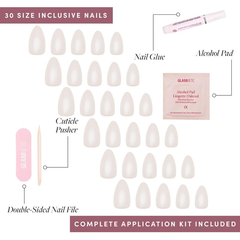 Glamnetic Press On Nails - Hailey | Glossy, Semi-Transparent, Short Almond Nails, Salon Quality | 15 Sizes - 30 Nail Kit with Glue - Image 4