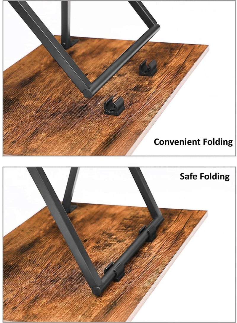WinHolder 2pcs Folding Coffee table, Sofa Side TV Tray Table, Service Table for Eating Set of 2, Folding Side Table Dinner Tables for Small Space, Easy Assembly, Space Saving, Stable and Durable, Rustic Brown and Black, 48*36*66 CM - Image 3