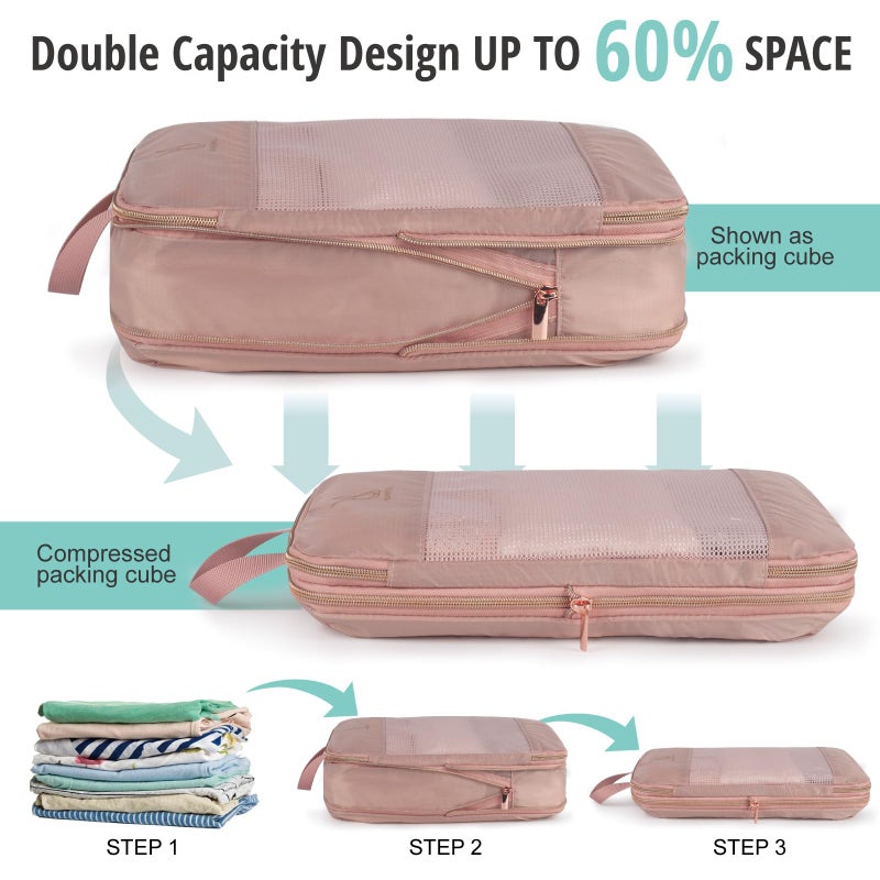 Bunnychill Expandable Compression Packing Cubes for Suitcases,6 Set Lightweight Compressible Travel Packing Organizer for Carry on Suitcase,Organizer Bags Set as Travel Essentials for Women - Image 3