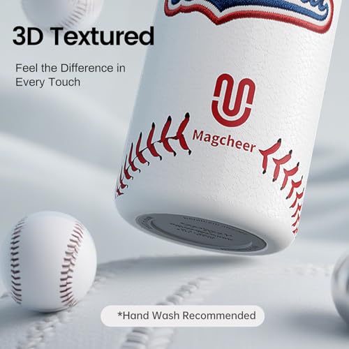 Magcheer Baseball Water Bottle - 20oz Insulated Misting Water Bottles Stainless Steel 3D Textured - Baseball Accessories Gift for Kids - Image 3