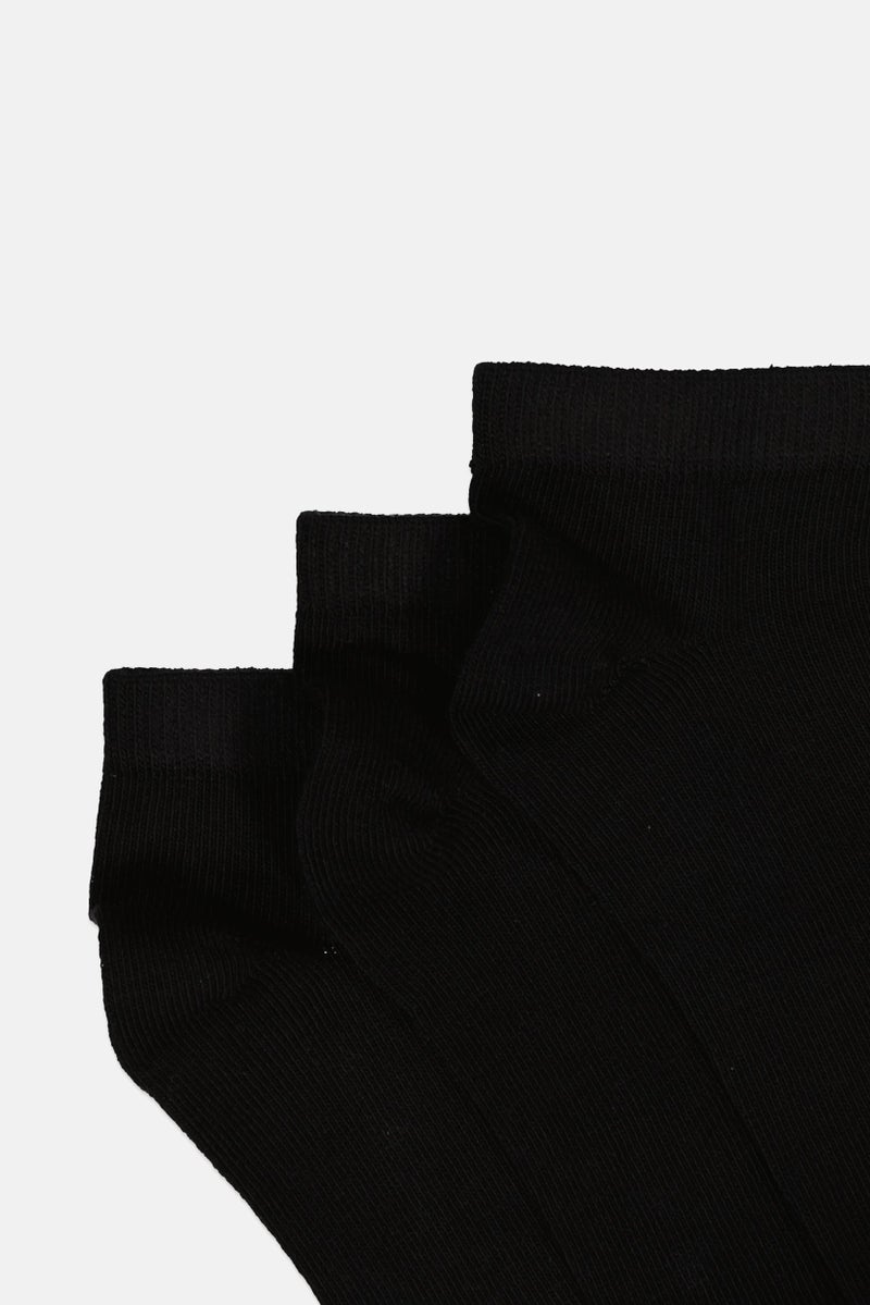 London Fog Kids Boy 5 Pairs Solid Ankle Socks, Black  - Image 2