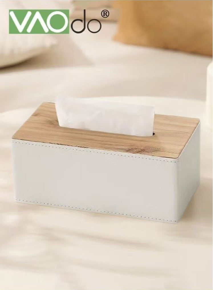 فاو دو حامل مناديل جلدي أنيق، غطاء مستطيل لعلبة المناديل للحمام، خزانة ملابس، حامل مناديل، درج، موزع ورق، حامل مناديل للسيارة مع قاعدة مغناطيسية - Image 1