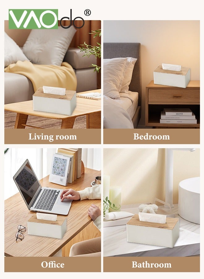 فاو دو حامل مناديل جلدي أنيق، غطاء مستطيل لعلبة المناديل للحمام، خزانة ملابس، حامل مناديل، درج، موزع ورق، حامل مناديل للسيارة مع قاعدة مغناطيسية - Image 3