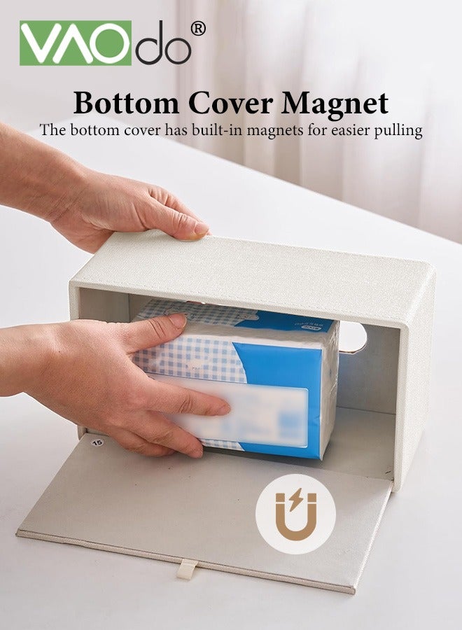 فاو دو حامل مناديل جلدي أنيق، غطاء مستطيل لعلبة المناديل للحمام، خزانة ملابس، حامل مناديل، درج، موزع ورق، حامل مناديل للسيارة مع قاعدة مغناطيسية - Image 4