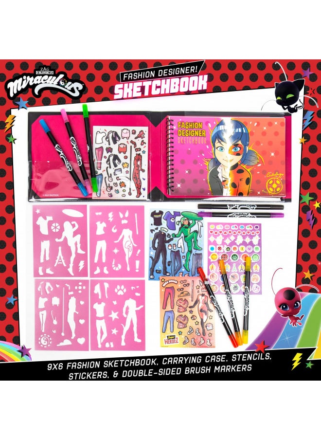 Miraculous - Miraculous Fashion Designer Sketchbook, Miraculous Ladybug Toys, Ladybug and Cat Noir, Ladybug and Cat Noir Toys, Miraculous Ladybug Stickers, Miraculous Stickers, Ladybug Toy, Ladybug Girl, Ages 6+ - Image 1