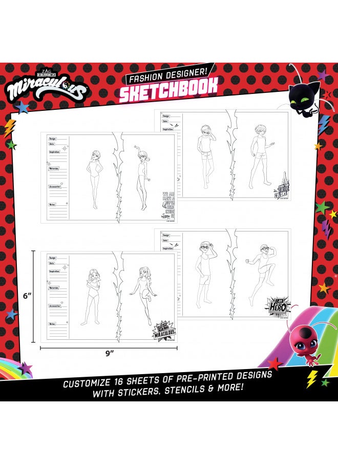 Miraculous - Miraculous Fashion Designer Sketchbook, Miraculous Ladybug Toys, Ladybug and Cat Noir, Ladybug and Cat Noir Toys, Miraculous Ladybug Stickers, Miraculous Stickers, Ladybug Toy, Ladybug Girl, Ages 6+ - Image 1