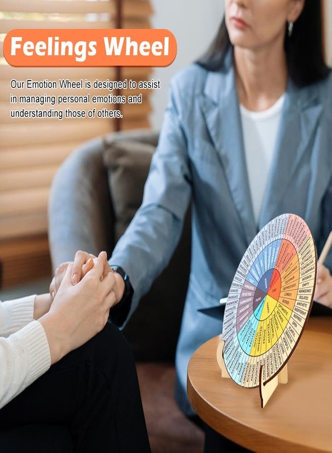 Ranjaner Feelings Wheel Office Desk Decor Emotions Double Sided Mental Health Office Emotions Chart with Stand for School Counselor, Counseling Therapist - Image 5