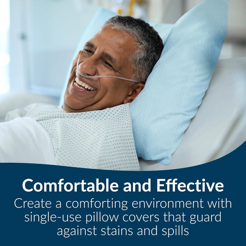 Tidi Avalon 703 Disposable Pillowcases, Blue, 21” Wide x 30” Long (Pack of 100) ― Single-Use Pillowcases ― Tissue with Poly Back to Help Prevent Leak-Through ― Pebble Embossed ― Medical Supplies - Image 4