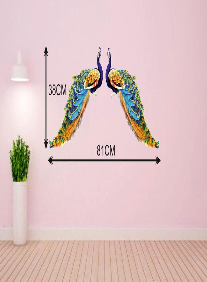 Akki Wold Two Beautiful Peacock Wall Sticker for Living Room, Kids Room, Office Size - (38CM X 81CM) - Image 4