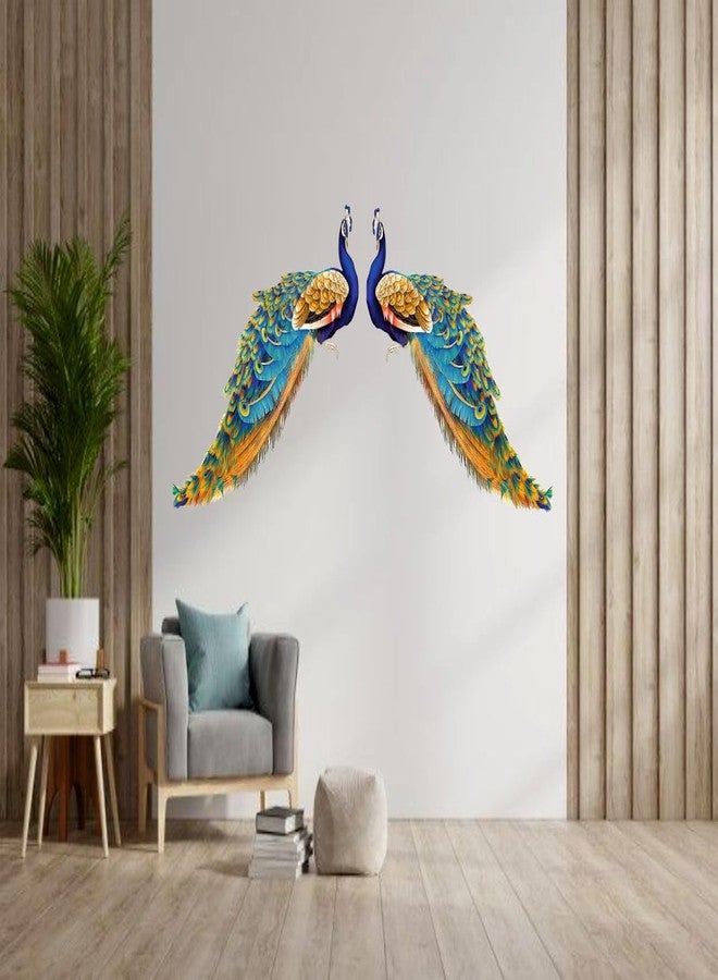 Akki Wold Two Beautiful Peacock Wall Sticker for Living Room, Kids Room, Office Size - (38CM X 81CM) - Image 2