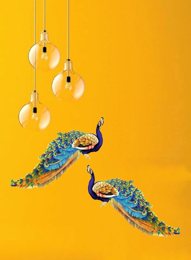 Akki Wold Two Beautiful Peacock Wall Sticker for Living Room, Kids Room, Office Size - (38CM X 81CM) - Image 3