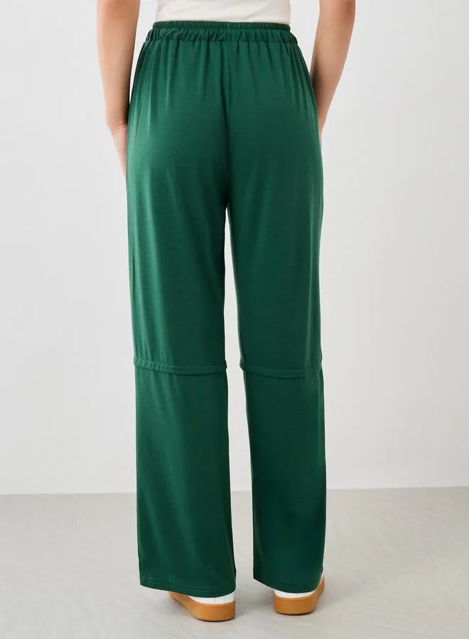 Take Two Take Two Women Green Solid Drawstring Waist Wide Leg Joggers