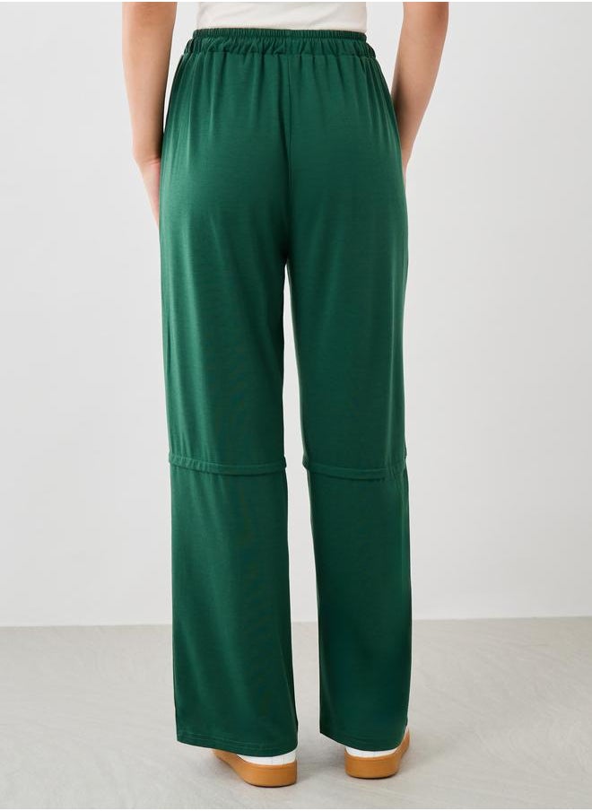 Take Two Take Two Women Green Solid Drawstring Waist Wide Leg Joggers  - Image 5