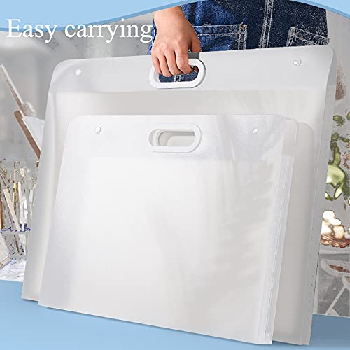Sohynca Plastic Art Portfolio, Large Art Portfolio with Handles,Waterproof Portfolio Folder for Artwork, Arts Storage Case for Drawing Sketch Photography Poster (2pcs set(22.44x17.32'' and 17.32x13.22'')) - Image 5