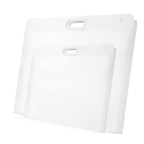 Sohynca Plastic Art Portfolio, Large Art Portfolio with Handles,Waterproof Portfolio Folder for Artwork, Arts Storage Case for Drawing Sketch Photography Poster (2pcs set(22.44x17.32'' and 17.32x13.22'')) - Image 1