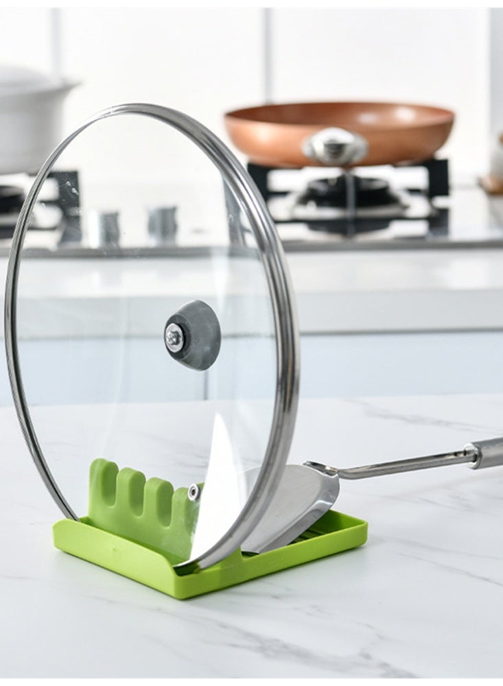 حامل لوح أطباق بان يدعم الملاعق وغطاء القدر وحامل الملعقة لراحة المطبخ أدوات وملحقات منظم موقد - Image 4