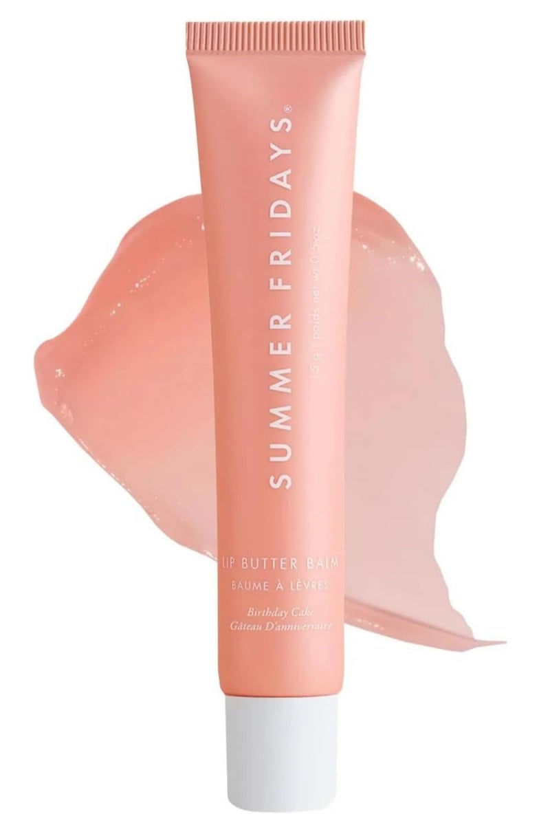 سامر فرايدايز بلسم شفاه ملون من "سايمر فريداي" - بلسم شفاه نباتي مغذي لترطيب فوري وبريق وترطيب - عناية ترطيب ومهترئة - كعكة عيد ميلاد 15 جرام - Image 1