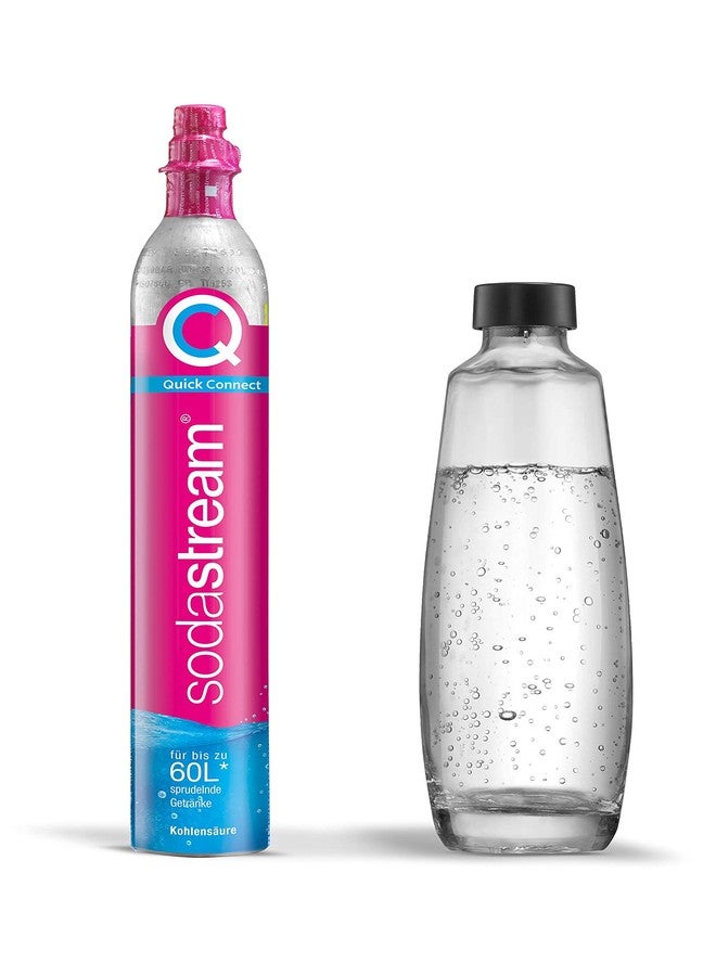 SodaStream QC Spare Pack with 1 Quick Connect CO2 Cylinder, Yield: 60 L, 1 x 1 Litre Glass Bottle, Pink, 27.5 x 16 x 44 cm - Image 1