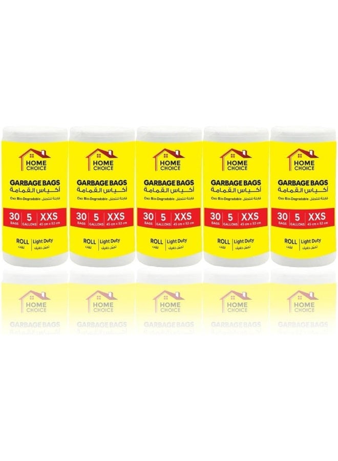 HOME CHOICE 5 Gallons, Pack of 150 Trash Bags (30 Trash Bags X 5 Rolls), Size 45x52 cm, Bio-degradable Garbage Bags Rolls, Bin Liners  - Image 3