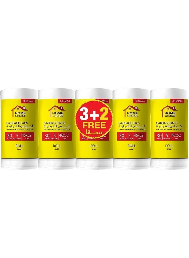 HOME CHOICE 5 Gallons, Pack of 150 Trash Bags (30 Trash Bags X 5 Rolls), Size 45x52 cm, Bio-degradable Garbage Bags Rolls, Bin Liners  - Image 1