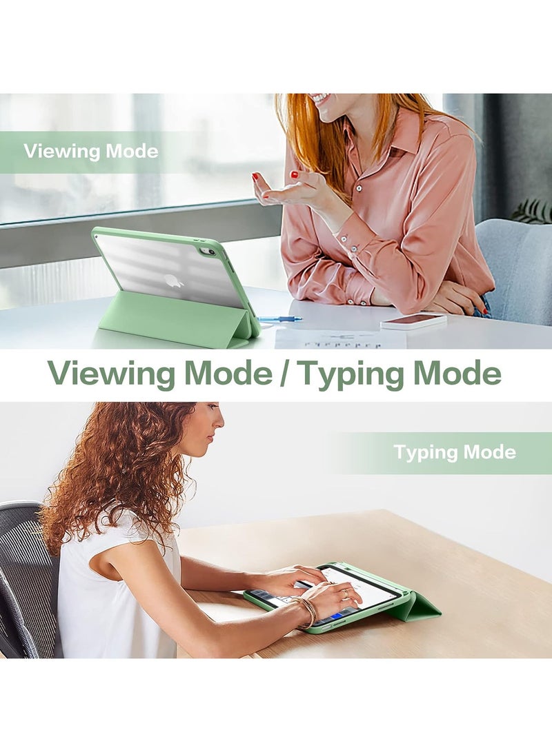 جراب لجهاز iPad (A16) الجيل الحادي عشر 11 بوصة 2025/الجيل العاشر 10.9 بوصة 2022 مع حامل قلم، غطاء حماية ذكي مقاوم للصدمات مع غطاء خلفي شفاف (أخضر نعناعي) - Image 3