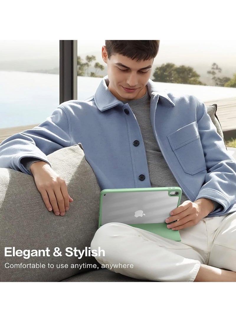 جراب لجهاز iPad (A16) الجيل الحادي عشر 11 بوصة 2025/الجيل العاشر 10.9 بوصة 2022 مع حامل قلم، غطاء حماية ذكي مقاوم للصدمات مع غطاء خلفي شفاف (أخضر نعناعي) - Image 4