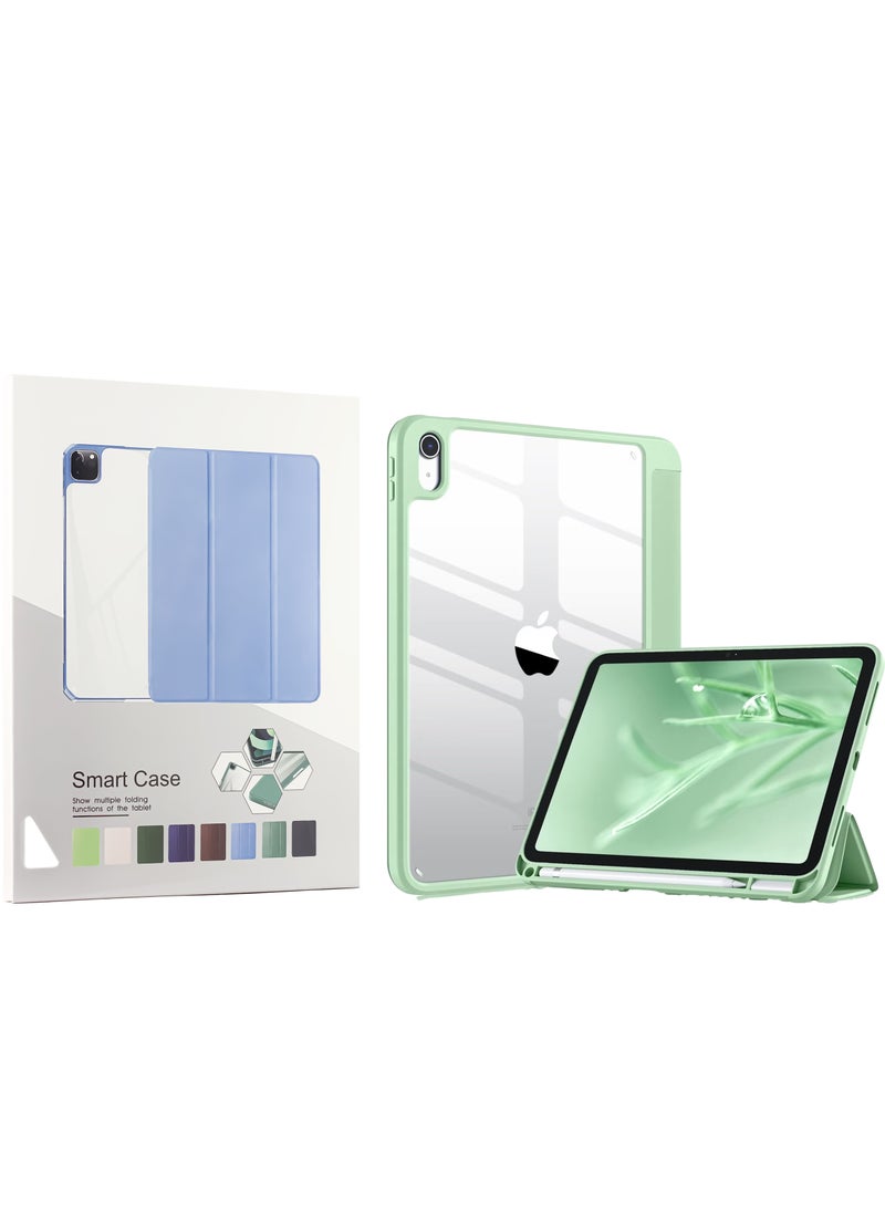 جراب لجهاز iPad (A16) الجيل الحادي عشر 11 بوصة 2025/الجيل العاشر 10.9 بوصة 2022 مع حامل قلم، غطاء حماية ذكي مقاوم للصدمات مع غطاء خلفي شفاف (أخضر نعناعي) - Image 2