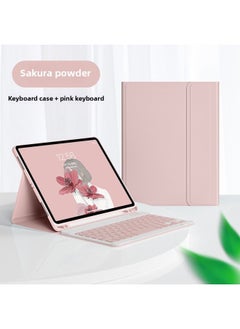 Bluetooth Keyboard Case For Ipad Pro 11 10.2 Air 4 Pencil Slot Mini 6 Leather Mouse Pad Protective Cover For Digital Computer-Color:Sakura Powder + Pink Keyboard-Applicable Model:Ipad 11(a16)2025/ipad 10th Generation【10.9inch】2022