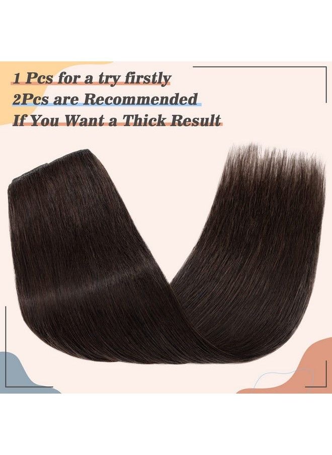 S-noilite - Clip In Human Hair Extensions Clip In Hair Extensons 100% Real Human Hair One Piece/5 Clips 3/4 Full Headthicker Hair Clip Standard Weft Straight Soft 14 Inch/75G (#02 Dark Brown) - Image 1