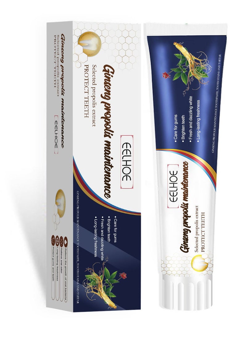 إيلهو معجون أسنان الجنسنغ بالبروبوليس ، معجون أسنان تبييض الأسنان من الجينسنغ ، معجون أسنان للعناية بالتنظيف ، معجون أسنان للعناية بالأسنان السائبة ، لرائحة الفم المنعشة والتنظيف العميق للأسنان 100 جرام - Image 1