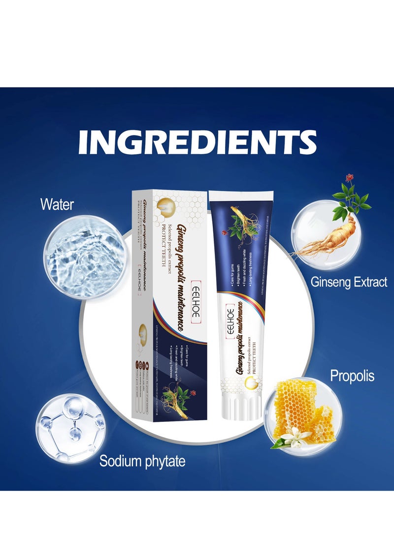 إيلهو معجون أسنان الجنسنغ بالبروبوليس ، معجون أسنان تبييض الأسنان من الجينسنغ ، معجون أسنان للعناية بالتنظيف ، معجون أسنان للعناية بالأسنان السائبة ، لرائحة الفم المنعشة والتنظيف العميق للأسنان 100 جرام - Image 5
